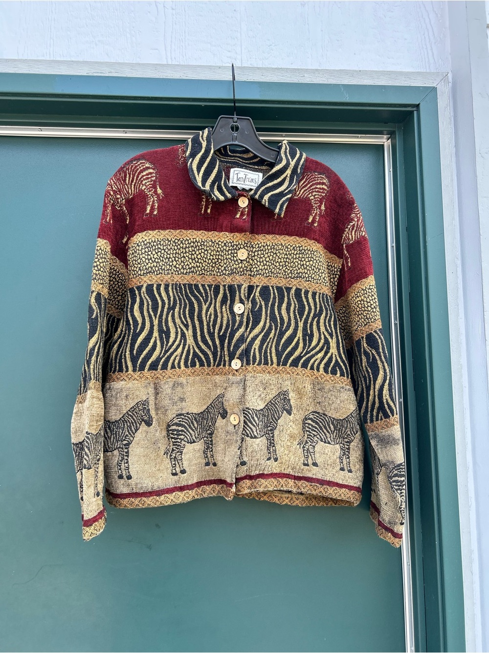 Vintage Tantrums Multicolor Patterned Button-Front Jean Jacket
